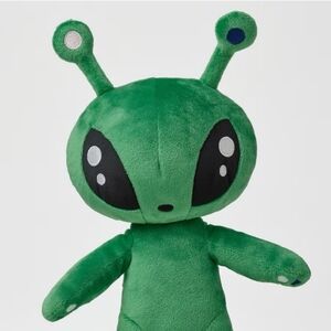 IKEA AFTONSPARV 13" Green Alien Plush Toy with Yellow Accents - 805.515.59